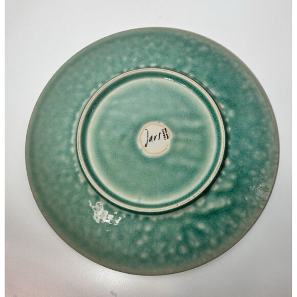 Jars France Tourron Jade Dinner Plate  Handmade Crackle Green 10.5" - Picture 3 of 6
